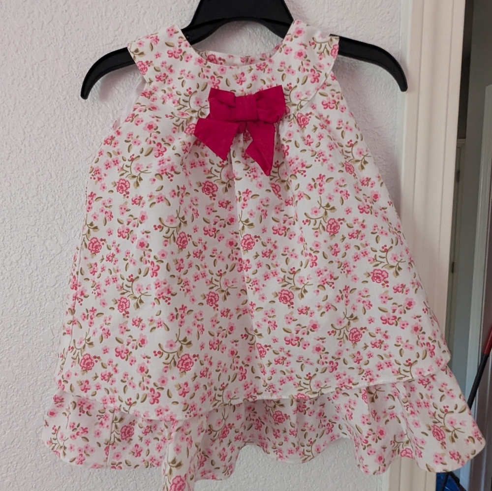 Floral Tiered Baby Dress with Pink Bow